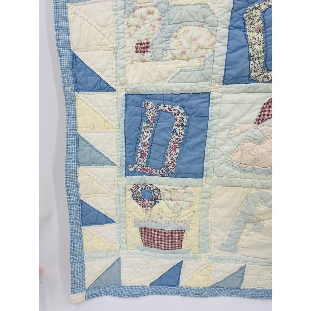 Vintage Handmade Quilt Alphabet Baby Nursery Crib ABC 34